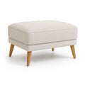 Polsterhocker Fusshocker 70 x 50 x 45 cm Polyester rechteckig Beige mit Massivholzbeinen