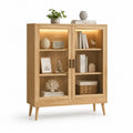 Vitrine mit LED-Beleuchtung 90 x 40 x 160 cm Eichenfurnier rechteckig Natur