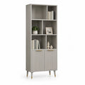 Buecherregal mit 6 offenen Faechern und 2 Tueren aus Spanplatte in Taupe Gold 80 x 35 x 190 cm
