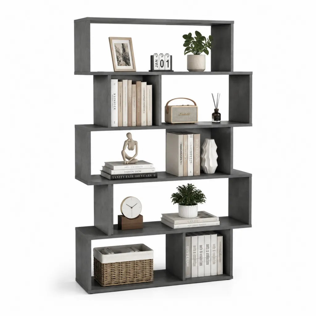 Buecherregal 80 x 24 x 180 cm aus Spanplatte rechteckig dunkelgrau