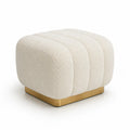 Fusshocker 60 x 60 x 42 cm mit Boucl¨¦-Polyesterbezug abgerundet Creme Gold