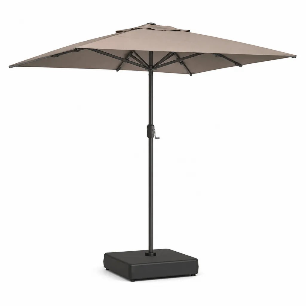 Sonnenschirm mit Schirmstaender 300 x 300 cm Polyester Stahl quadratisch Taupe Schwarz