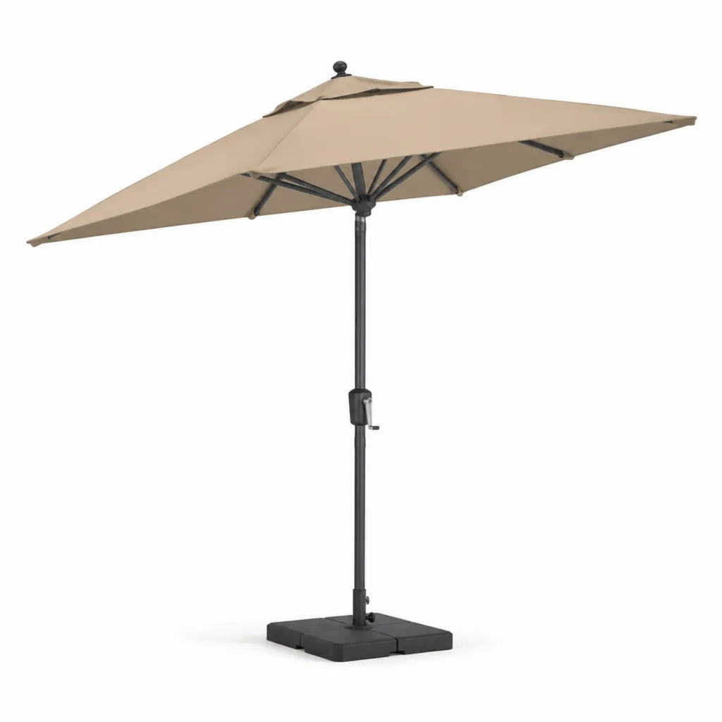 Kurbel-Sonnenschirm rechteckig 400 x 300 cm Polyester Stahl Beige mit Schirmstaender