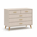 Kommode mit 5 Schubladen aus MDF mit geriffelter Front cremeweiss 120 x 40 x 90 cm