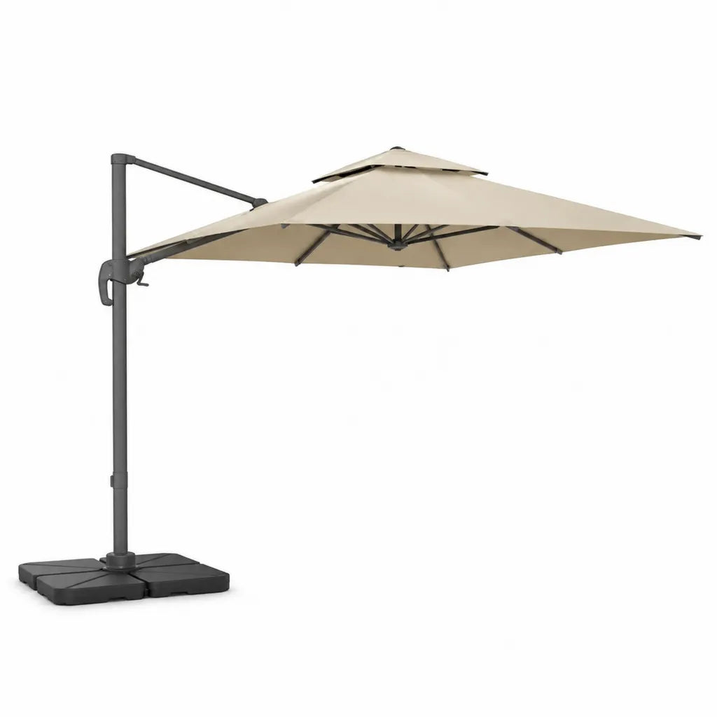 Ampelschirm Sonnenschirm Set 300 x 300 cm Polyester quadratisch Beige Anthrazit