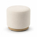 Runder Fusshocker 50 x 45 cm aus Polyester-Boucl¨¦ mit MDF-Sockel in Creme